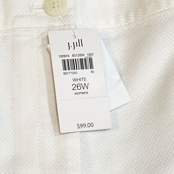 J Jill White Preppy Cropped Pants Womens Plus Size 26W Cotton Textured NEW W TAG - Picture 6 of 11